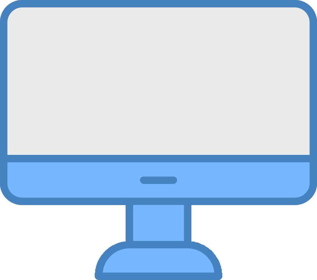 monitor linha preenchidas azul ícone vetor