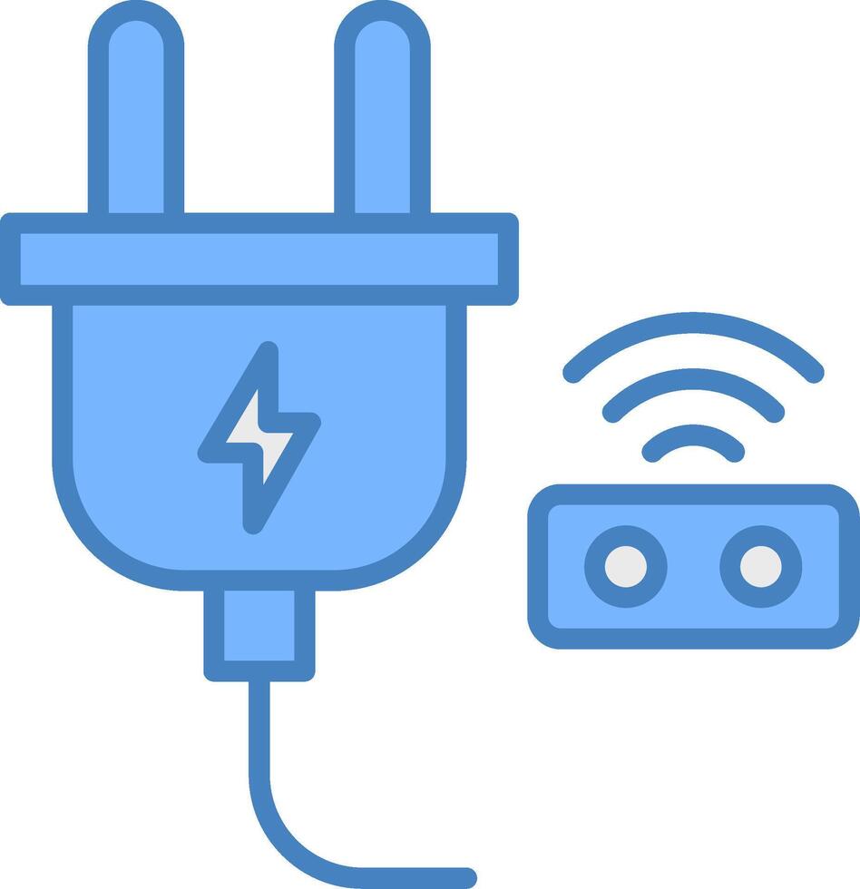 inteligente plugue linha preenchidas azul ícone vetor
