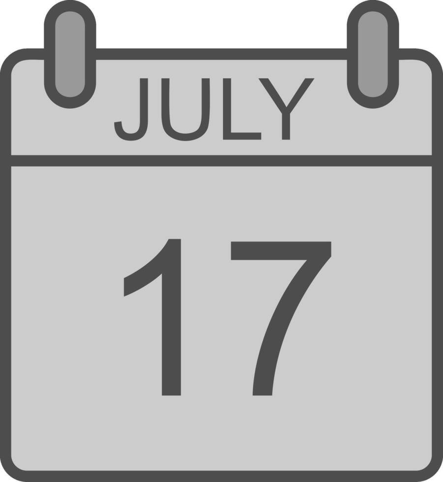 Julho linha preenchidas escala de cinza ícone Projeto vetor