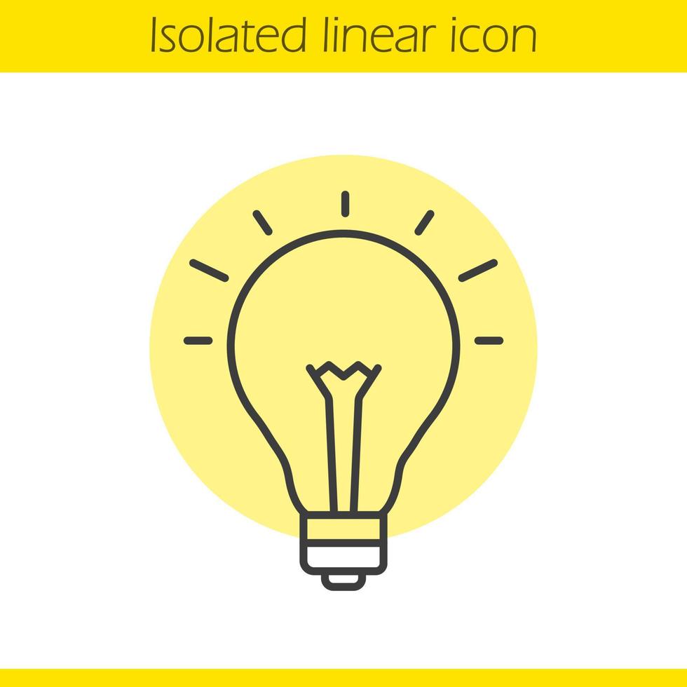 ícone linear de boa ideia. ilustração de linha fina de lâmpada. símbolo de contorno eureka. desenho de contorno isolado de vetor