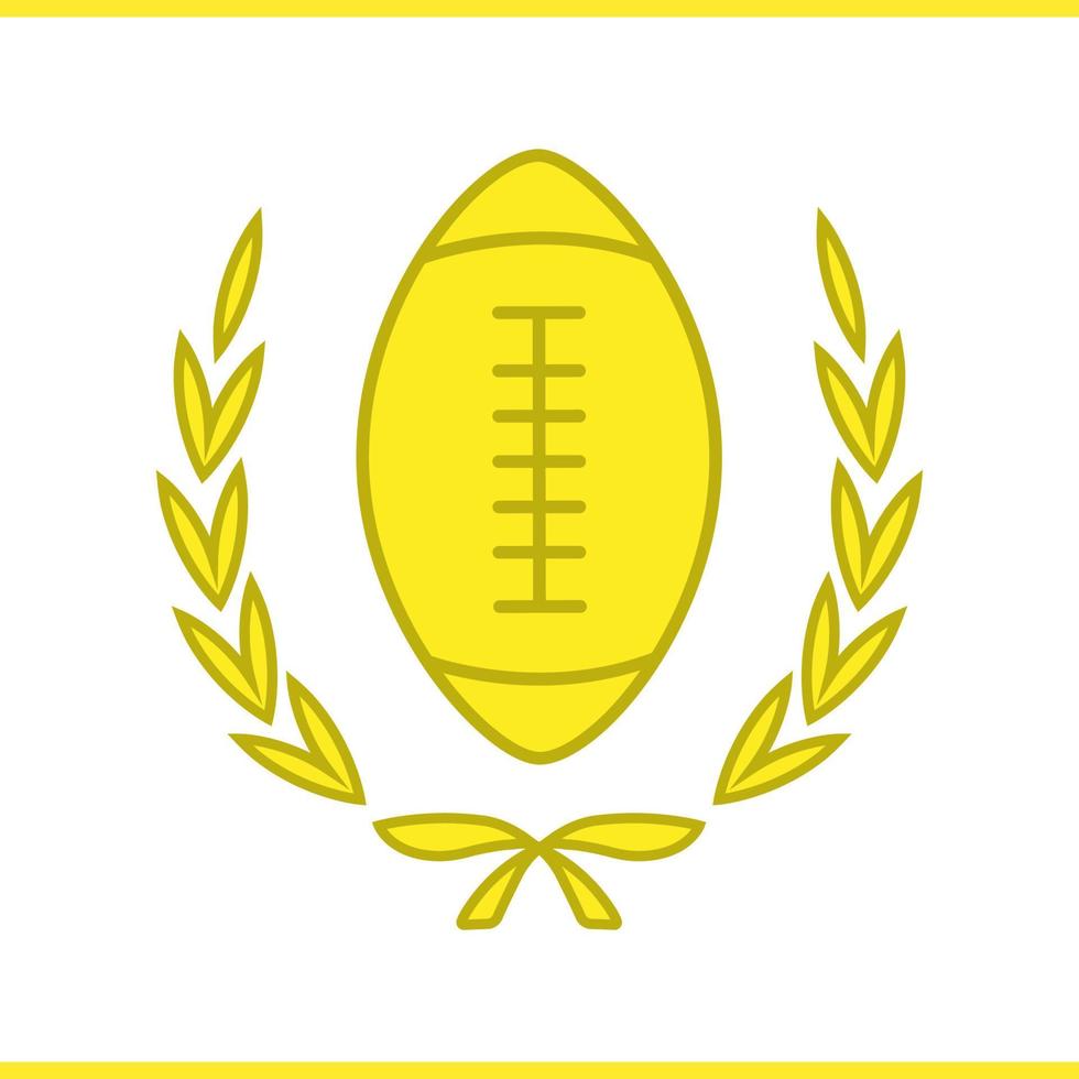 ícone de cor do campeonato de futebol americano. bola de futebol americano de ouro em coroa de louros. ilustração vetorial isolada vetor