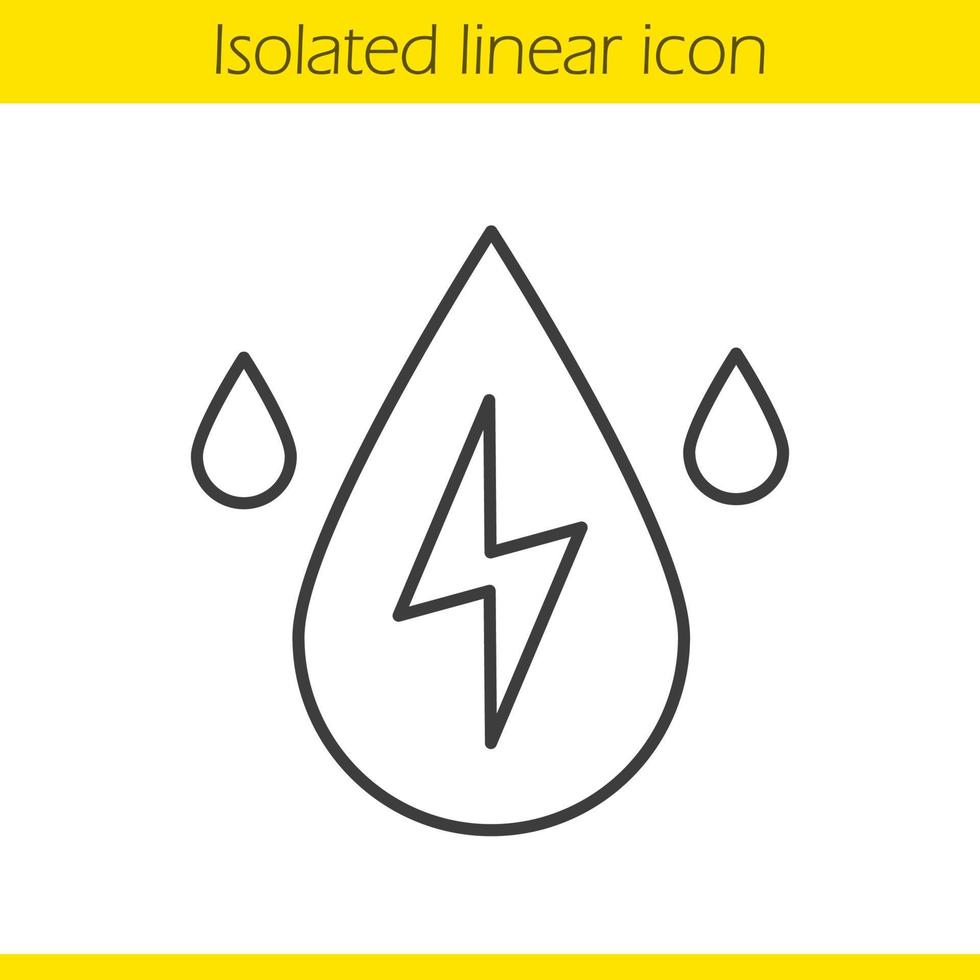 ícone linear de energia de água. ilustração de linha fina. símbolo de contorno de estação hidrelétrica. desenho de contorno isolado de vetor