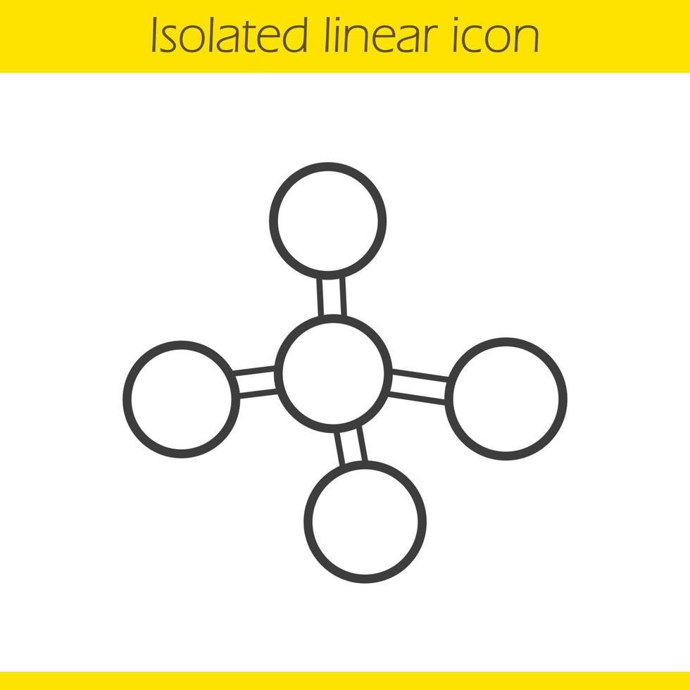 ícone linear da molécula. ilustração de linha fina. símbolo de contorno do modelo de estrutura molecular. desenho de contorno isolado de vetor