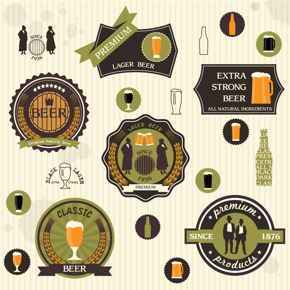emblemas e etiquetas de cerveja em design de estilo retro vetor
