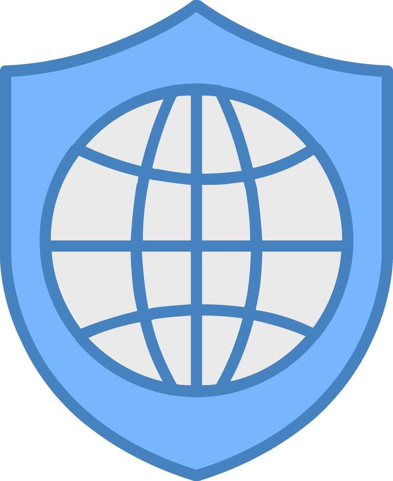 global segurança linha preenchidas azul ícone vetor