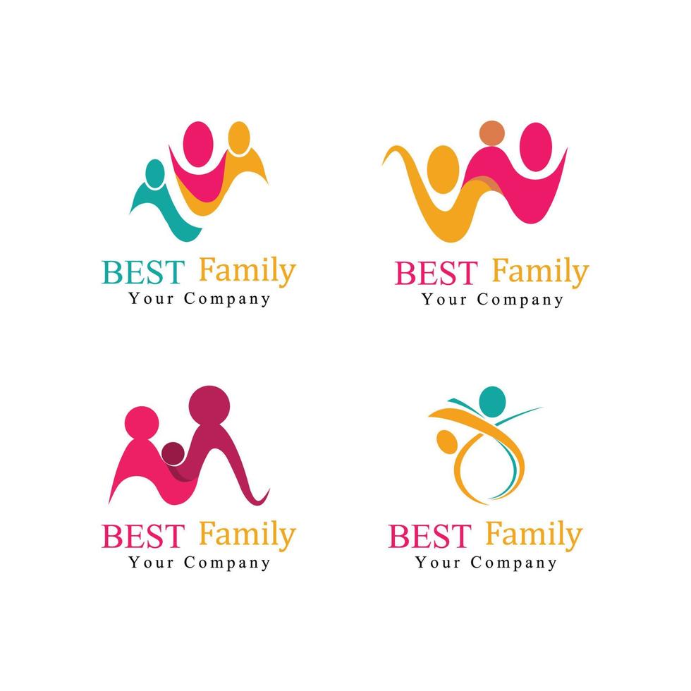 família cuidado amor logotipo modelo ilustração design vetor