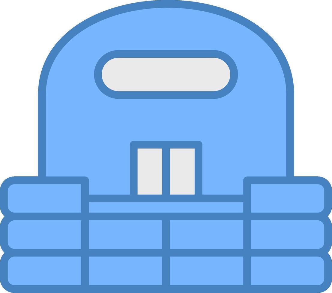 bunker linha preenchidas azul ícone vetor