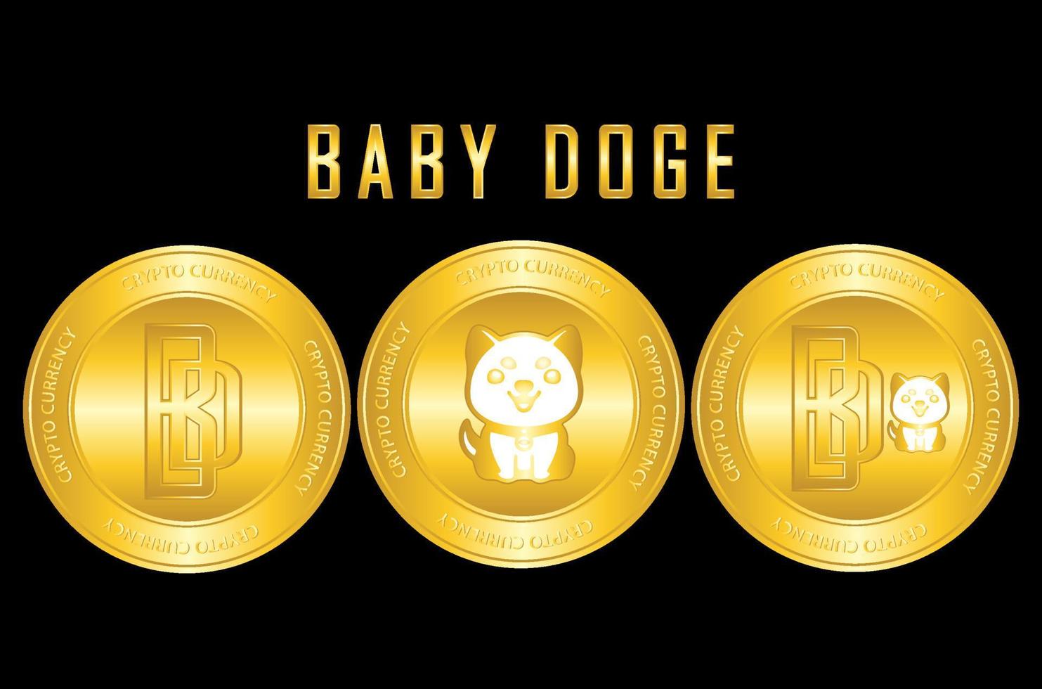 Ícone de criptomoeda doge bebê definir logotipo com texto e mascote vetor