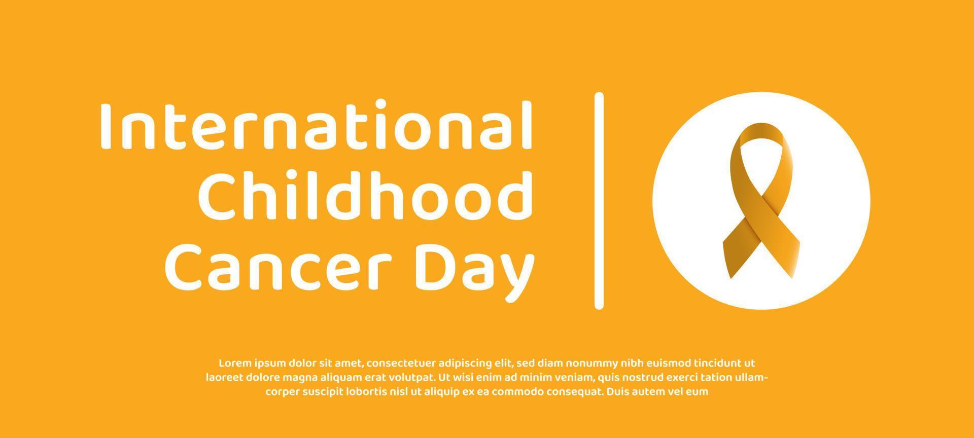 dia internacional do câncer infantil em 15 de fevereiro modelo de design de banner com o símbolo de fita de ouro vetor