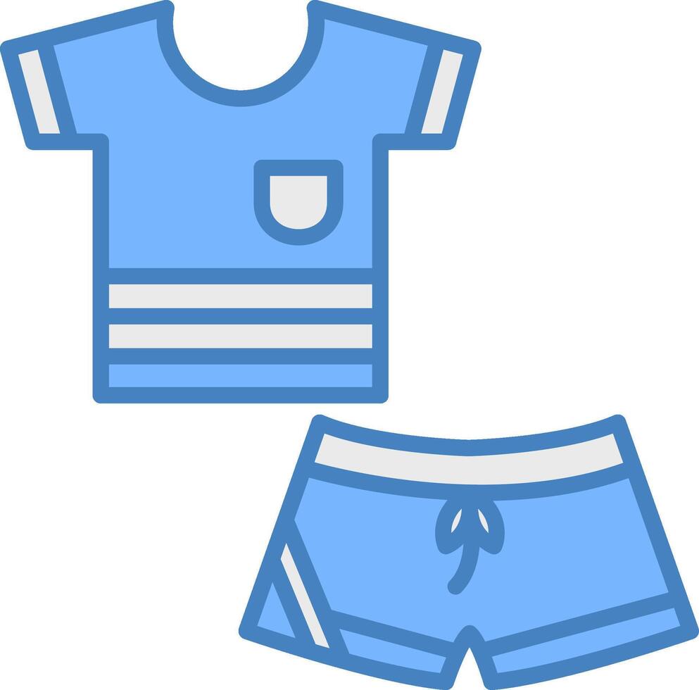 roupa de esporte linha preenchidas azul ícone vetor