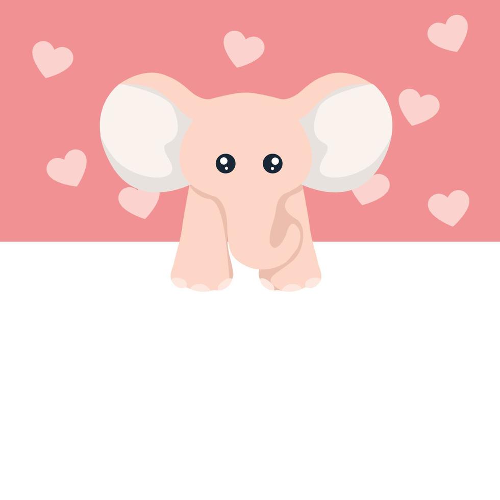 lindo bebê elefante cartão de dia dos namorados para dedicação vetor