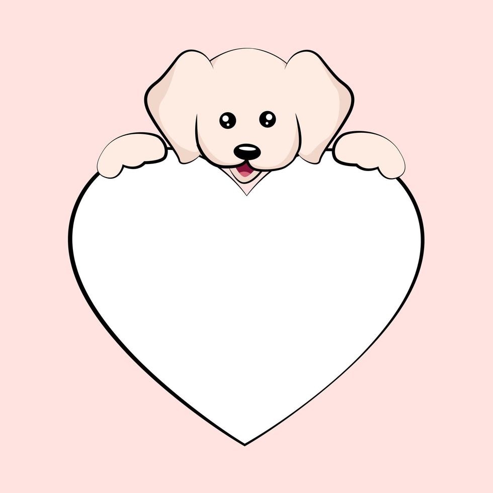 cartão de dia dos namorados bebê cachorro com dedicação de coração para escrever vetor