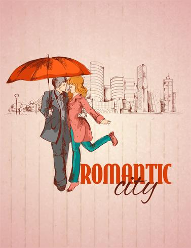 Cartaz da cidade romântica vetor