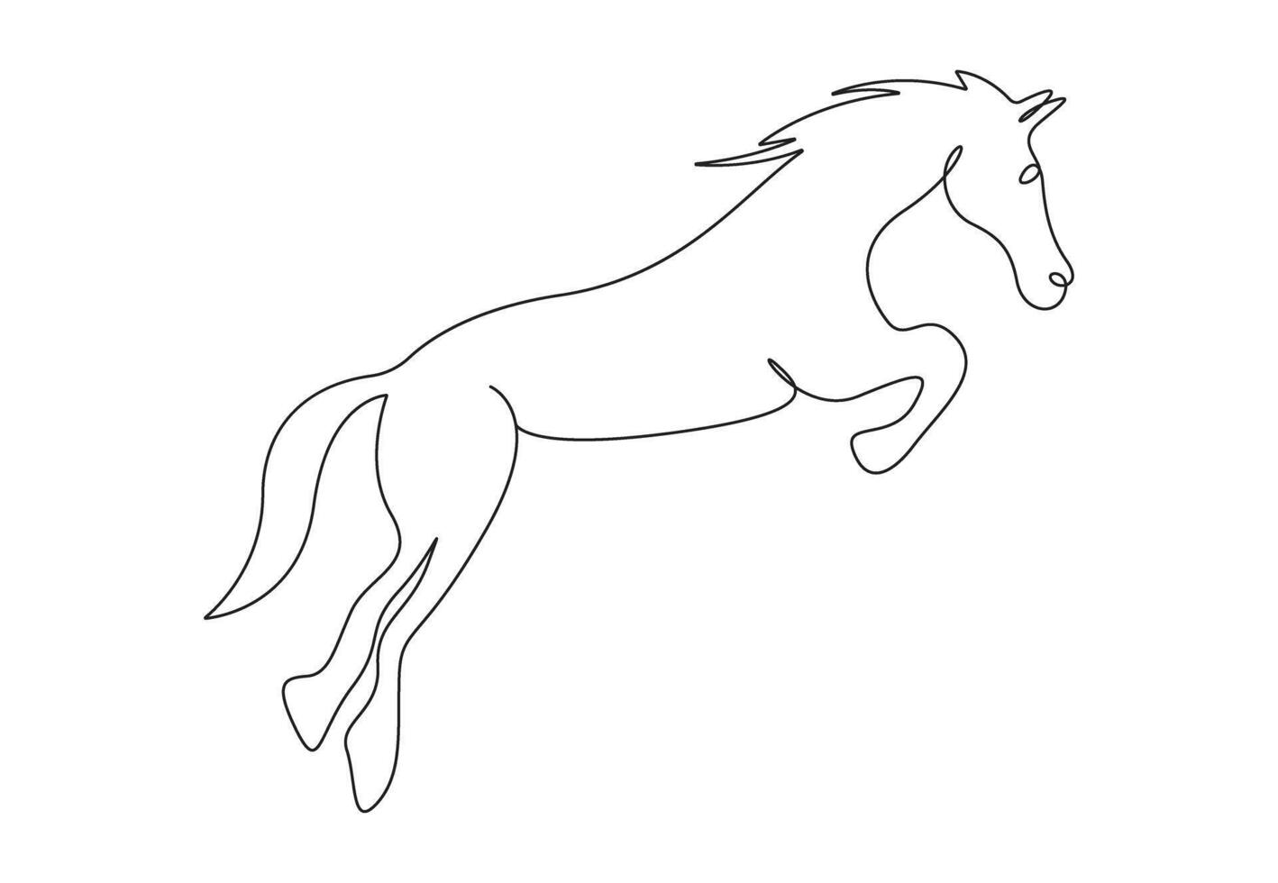 cavalo contínuo 1 linha desenhando livre ilustração vetor