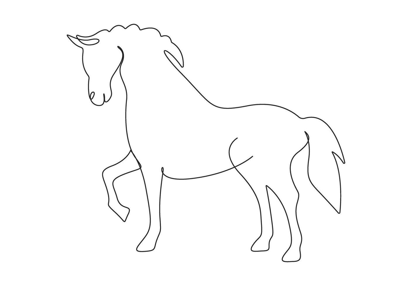 cavalo contínuo 1 linha desenhando livre ilustração vetor