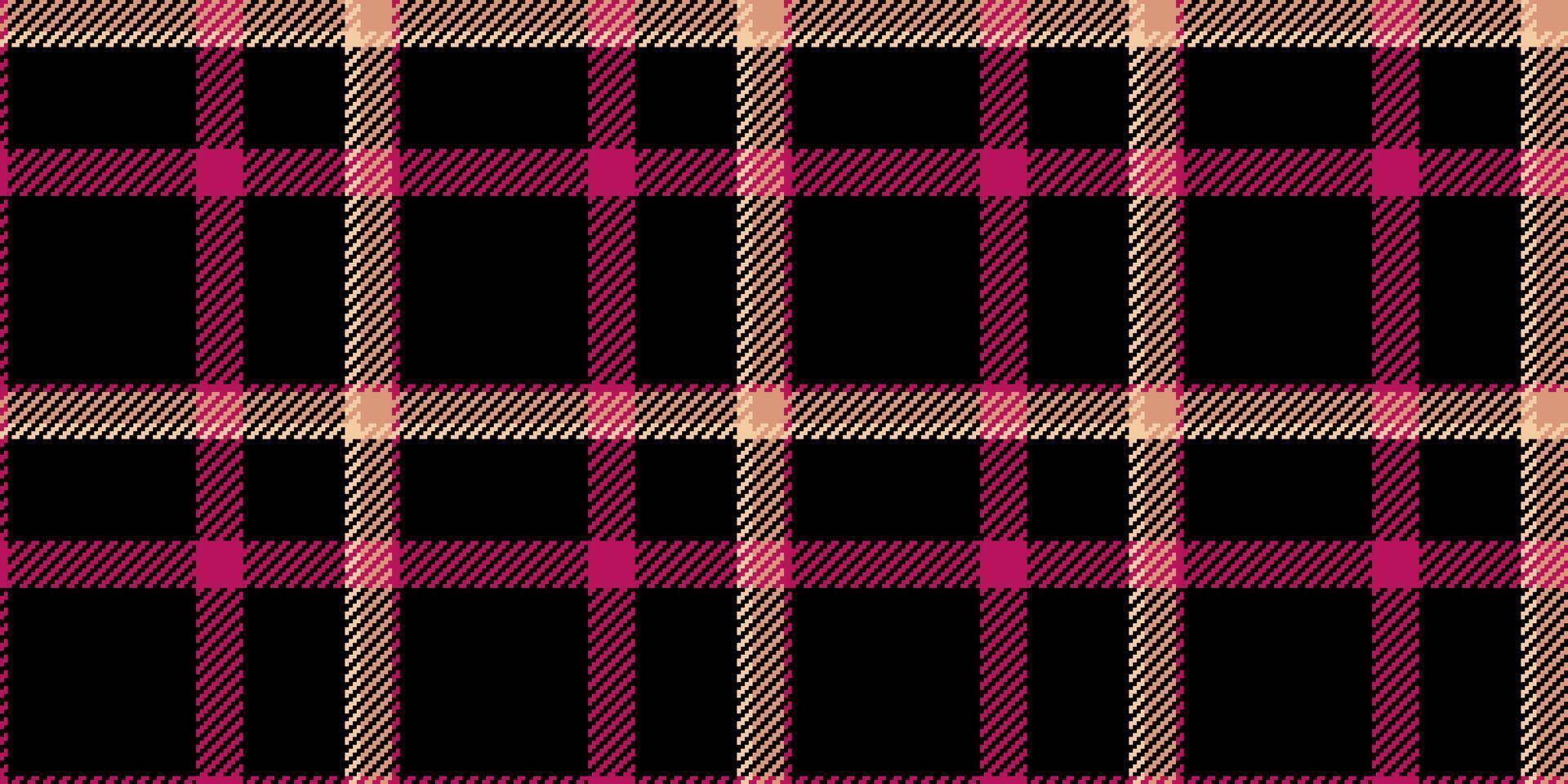 abstrato desatado Verifica têxtil, algodão tartan tecido. cerimônia textura xadrez fundo padronizar dentro Preto e Rosa cores. vetor