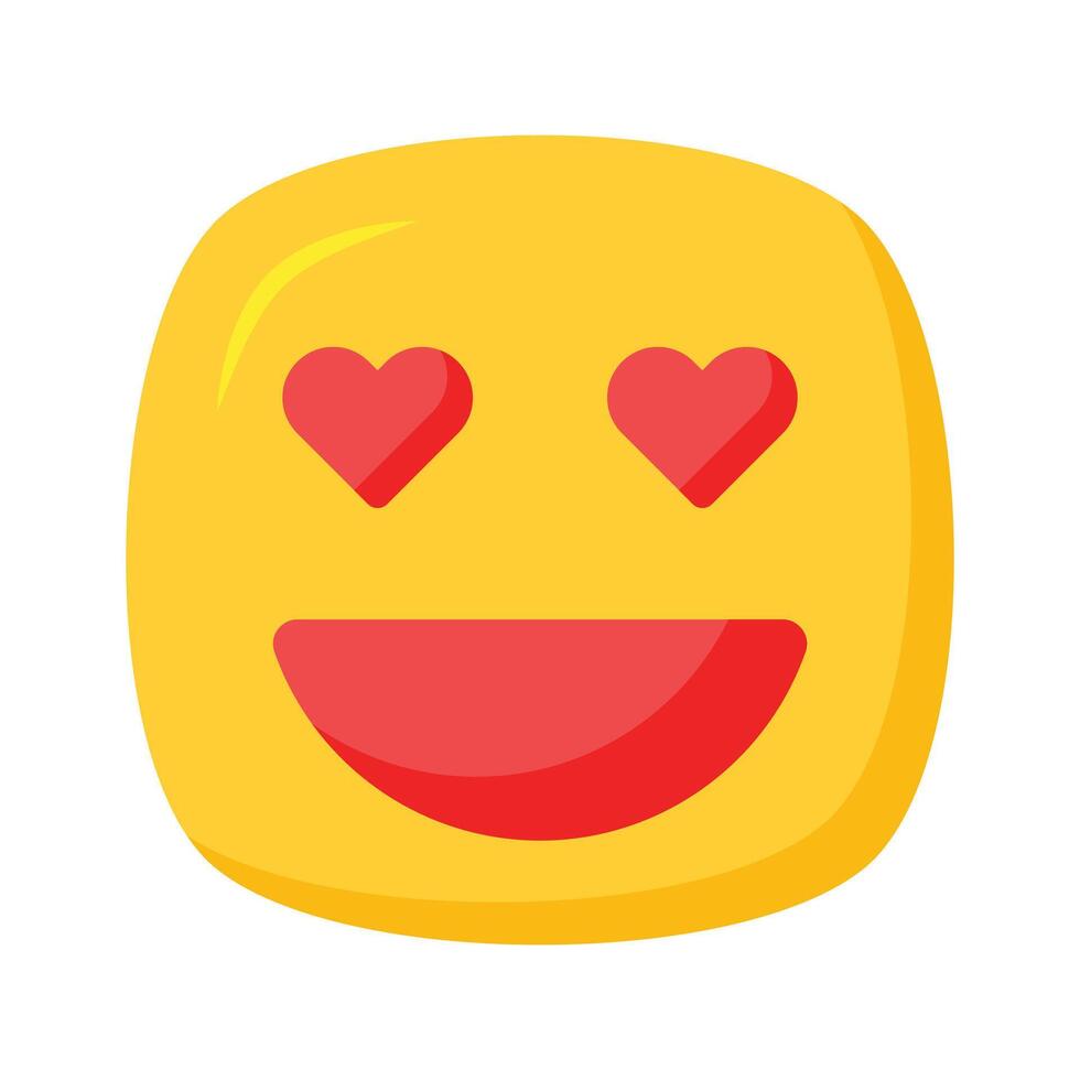 feliz face com coração símbolos em olhos, conceito ícone do dentro amor emoji vetor