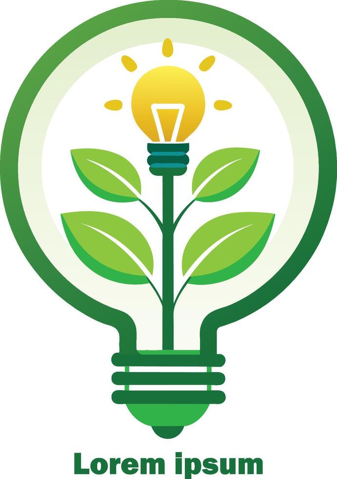 renovável energia Recursos logotipo luz lâmpada com plantar dentro isto eco amigáveis energia logotipo vetor