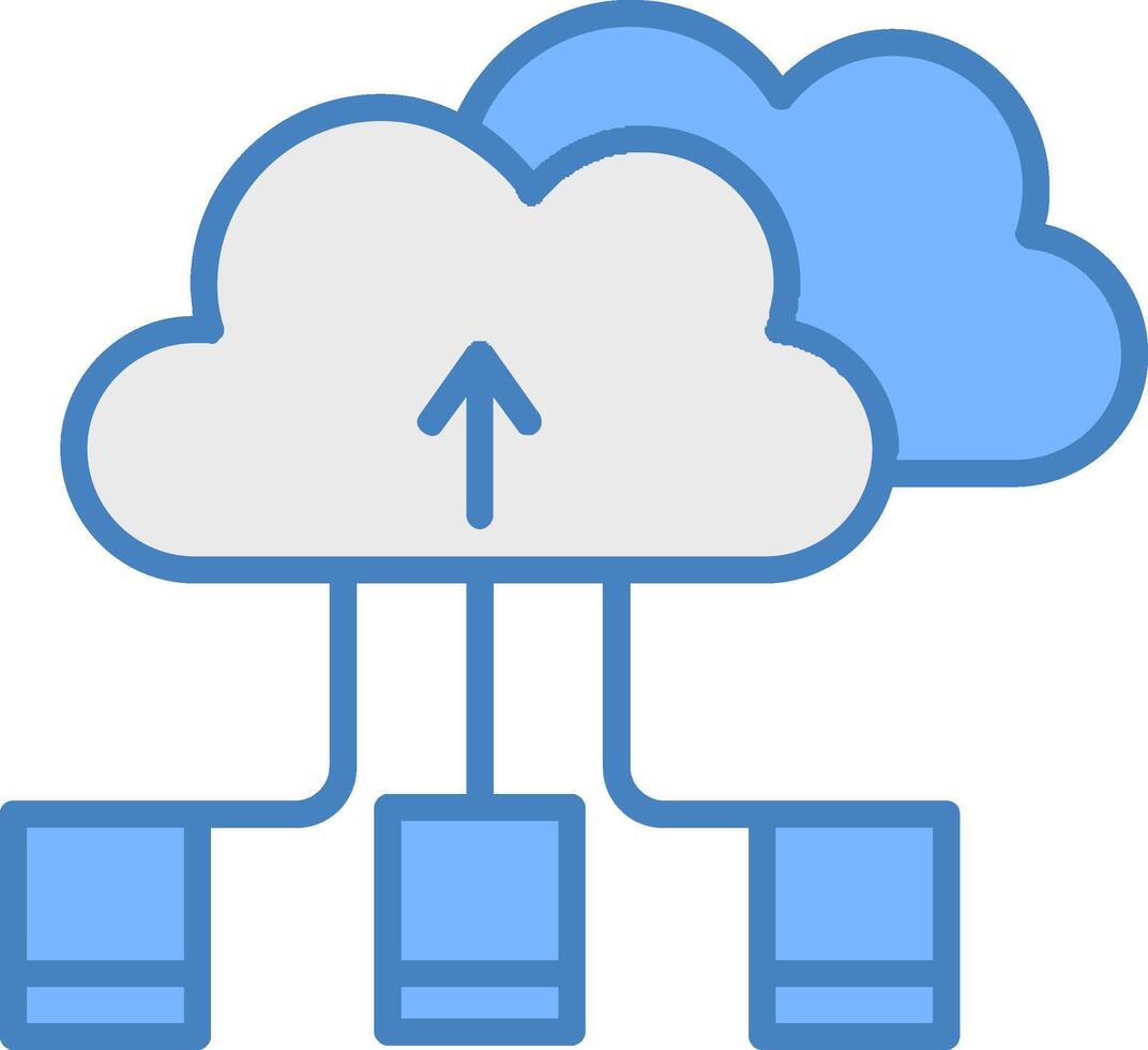 nuvem armazenamento linha preenchidas azul ícone vetor