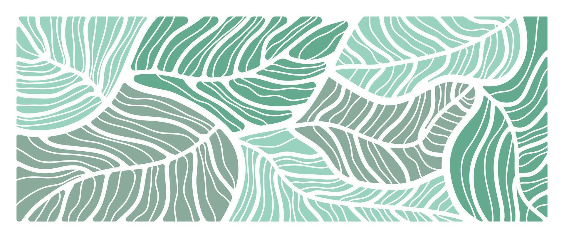 abstrato folhagem botânico fundo . verde cor papel de parede do tropical plantas, folha galhos, folhas. folhagem Projeto para bandeira, impressões, decoração, parede arte, decoração. vetor