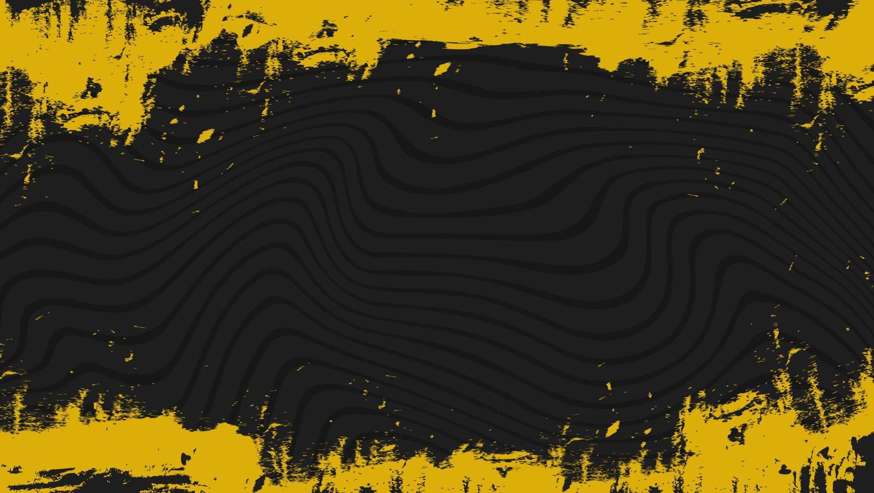 fundo cinza preto de linhas fluidas com design de textura amarela de moldura abstrata grunge vetor