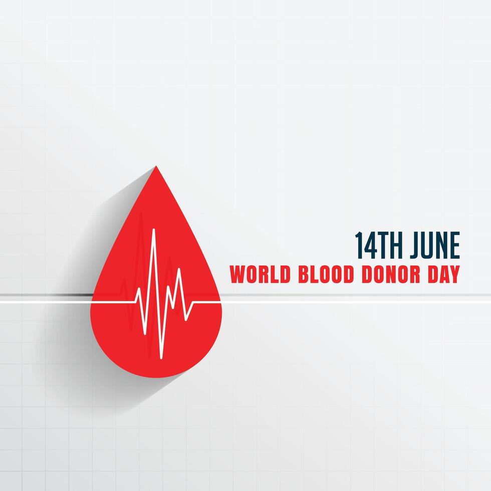 mundo sangue doador dia com sangue solta e batimento cardiaco vetor