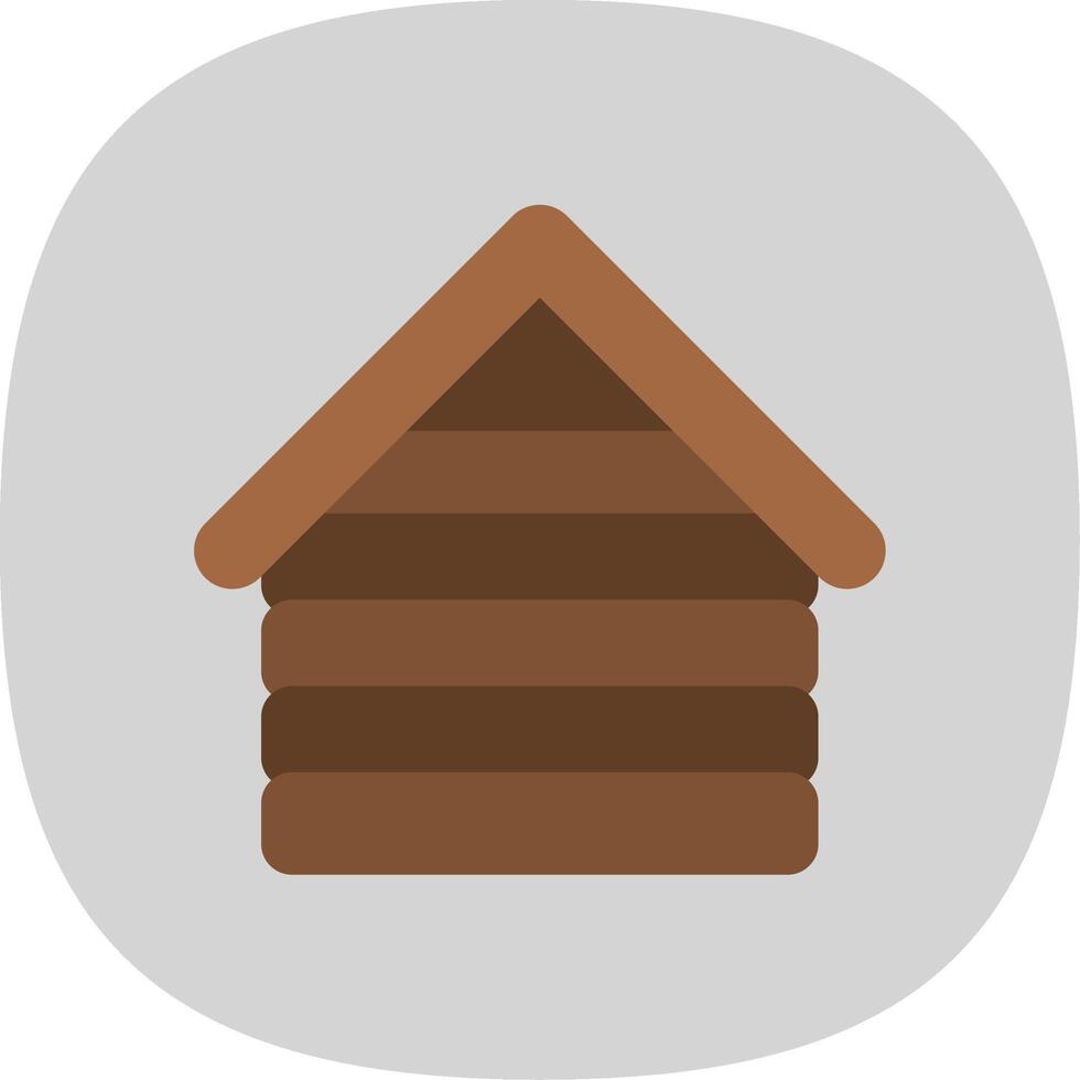 de madeira casa plano curva ícone Projeto vetor