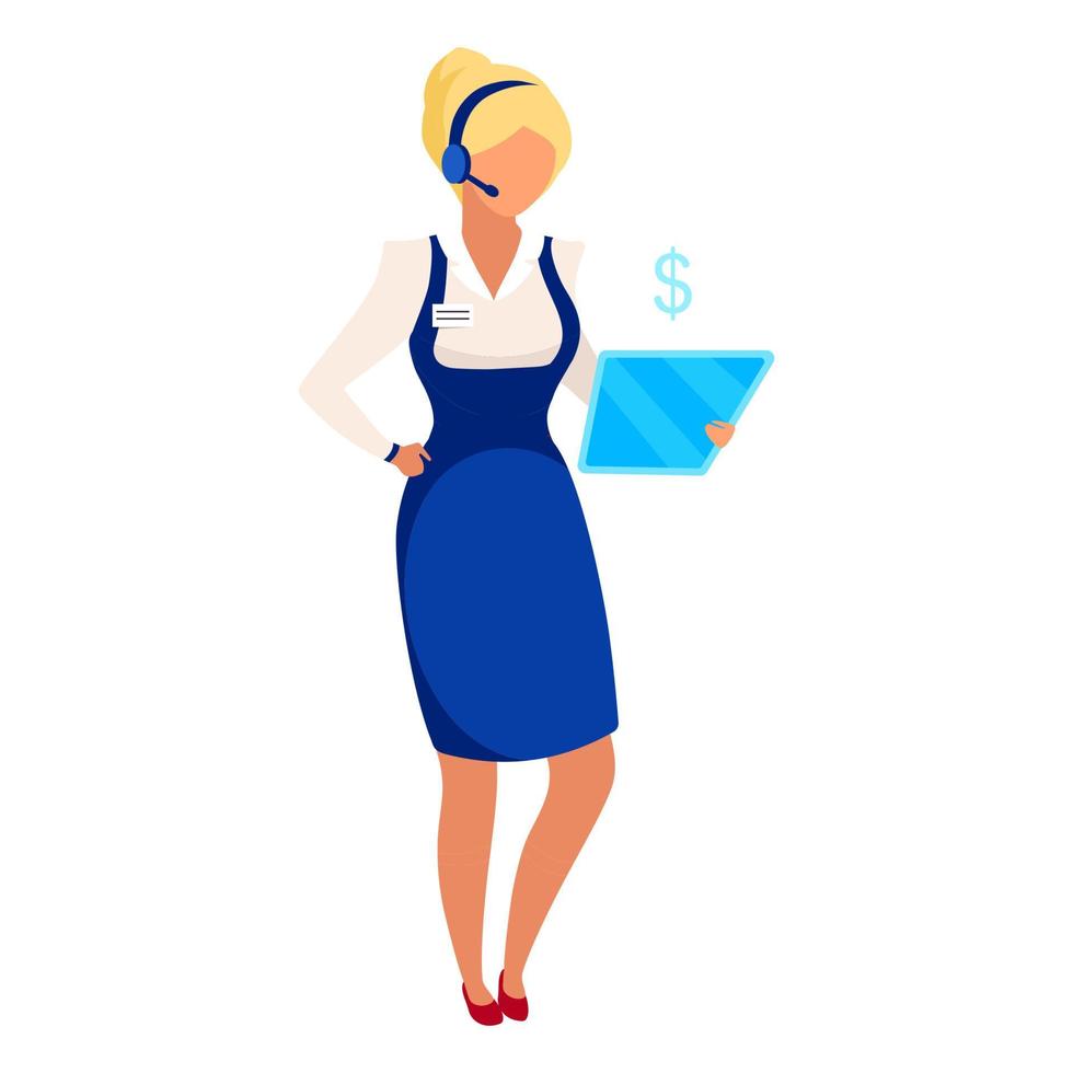 consultor financeiro, ilustração vetorial plana de consultor. empresário feminino, empresária isolada personagem de desenho animado no fundo branco. financista de sucesso, economista, contador profissional vetor