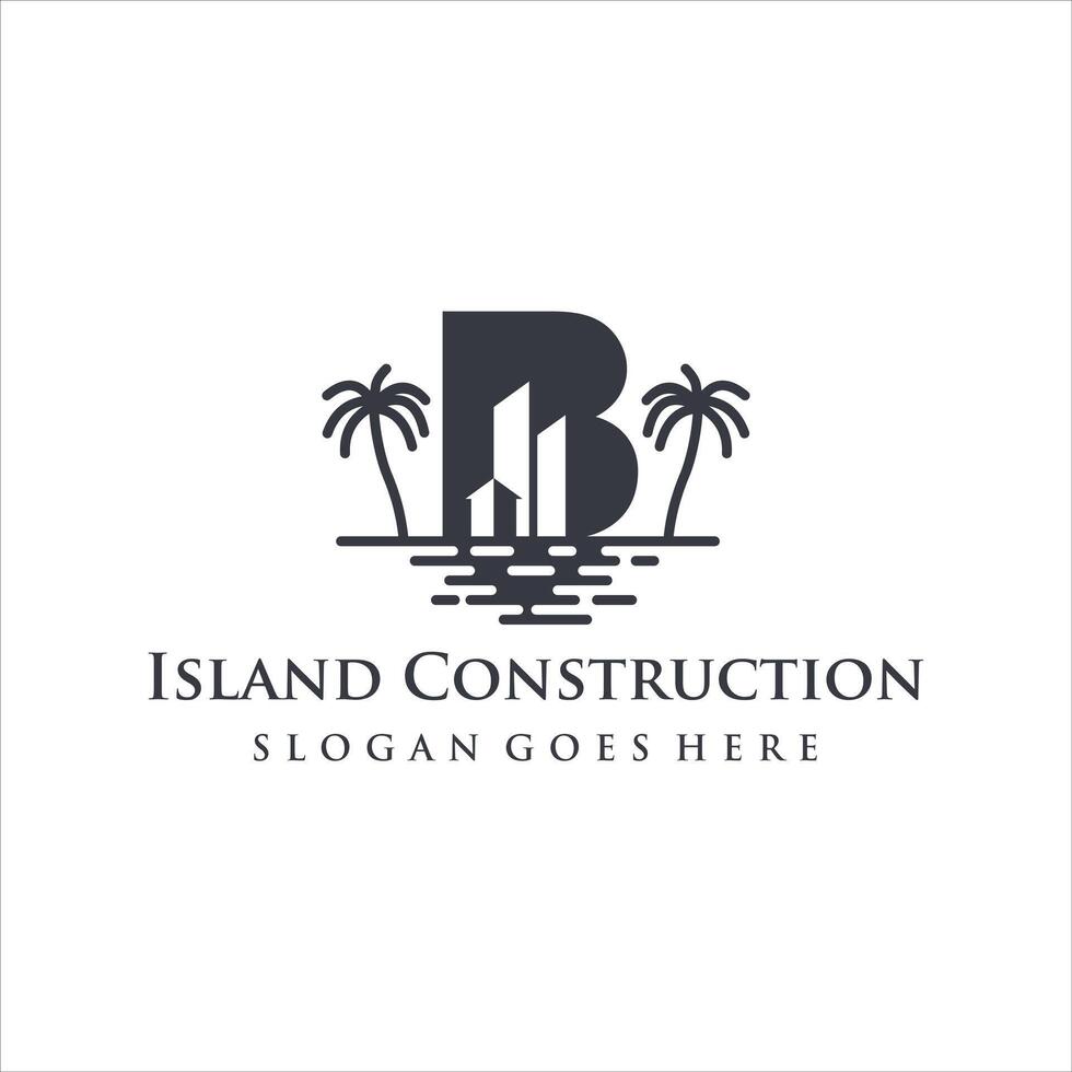 iniciais carta b casa praia, ilha construção logotipo Projeto vetor