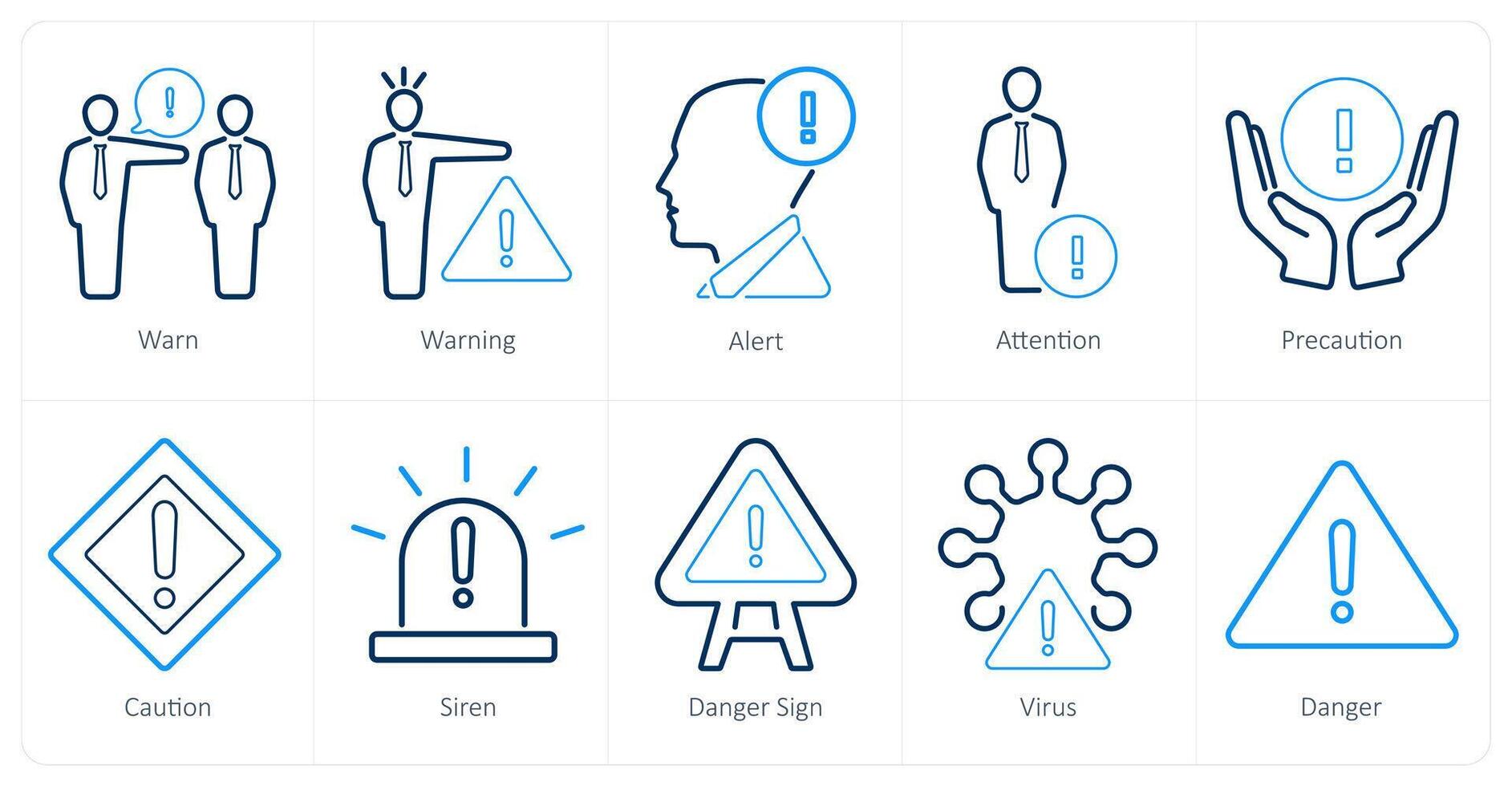 uma conjunto do 10 perigo Perigo ícones Como avisar, aviso, alerta vetor