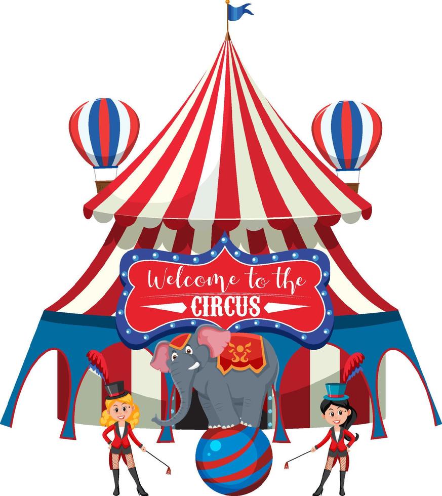 Cúpula de circo em parque de diversões em fundo branco vetor