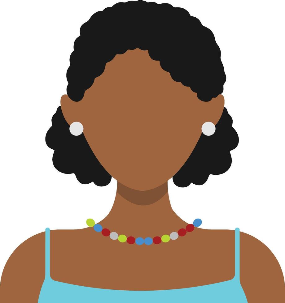 africano mulher avatar dentro plano estilo. isolado ilustração vetor