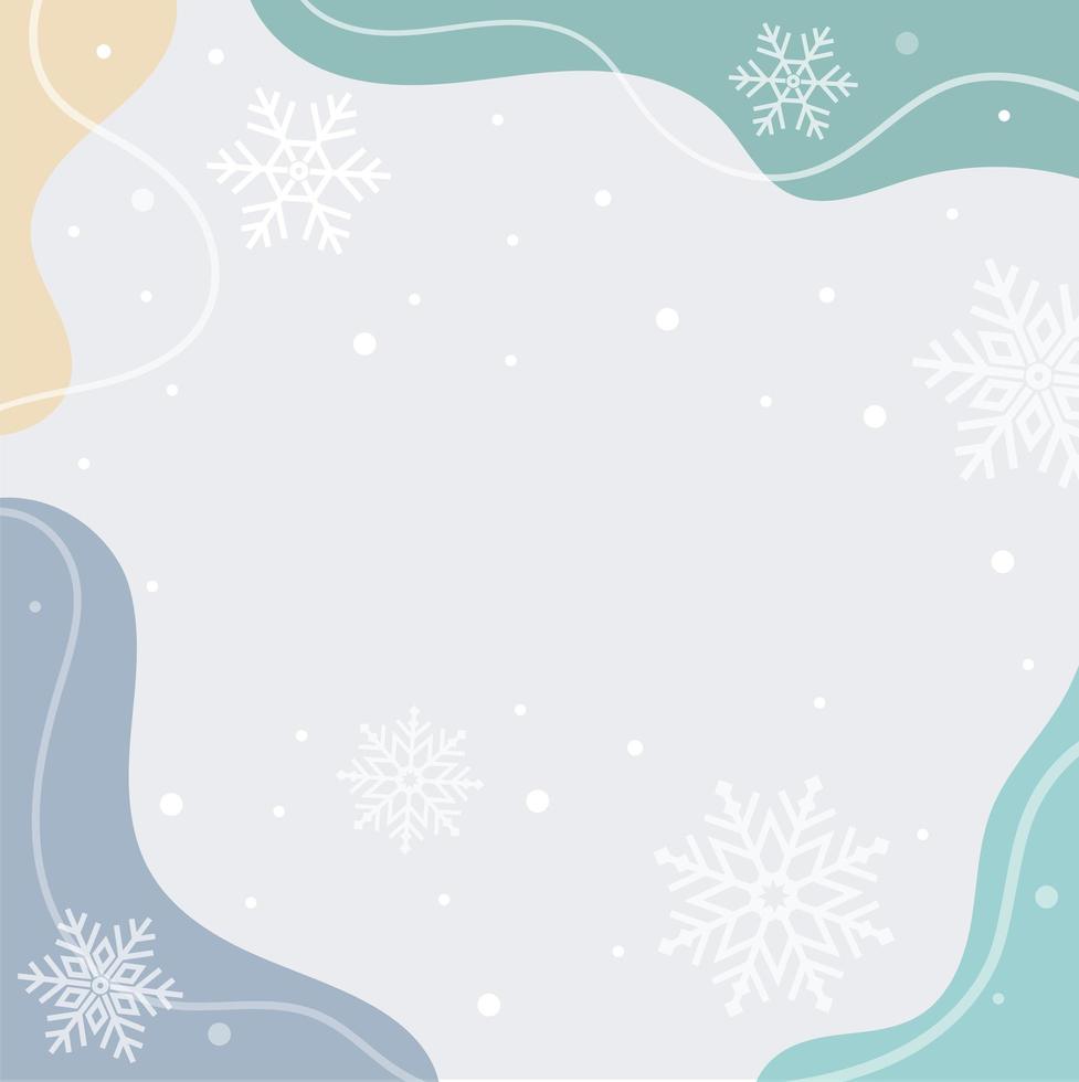 ilustração do vetor fundo abstrato das vibrações do inverno. cores pastel com cores de inverno e flocos de neve