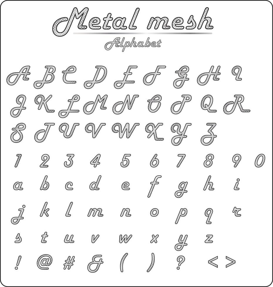 design de texto aparência de malha de metal vetor