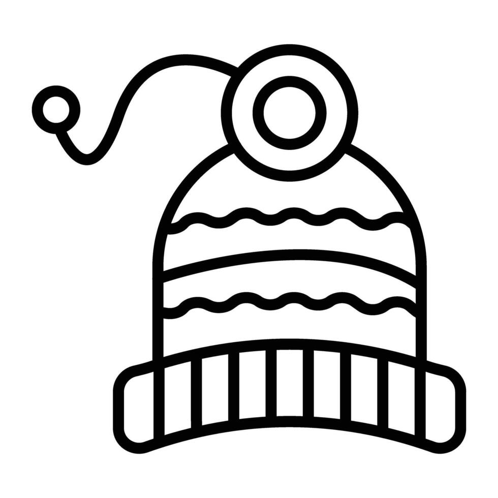 ícone de linha de chapéu de malha vetor