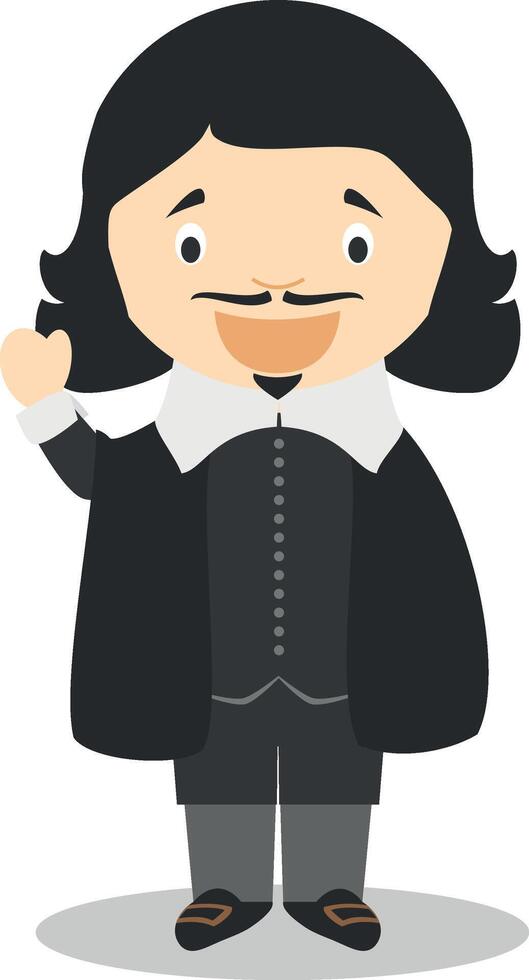 rene descartes desenho animado personagem. ilustração. crianças história coleção. vetor