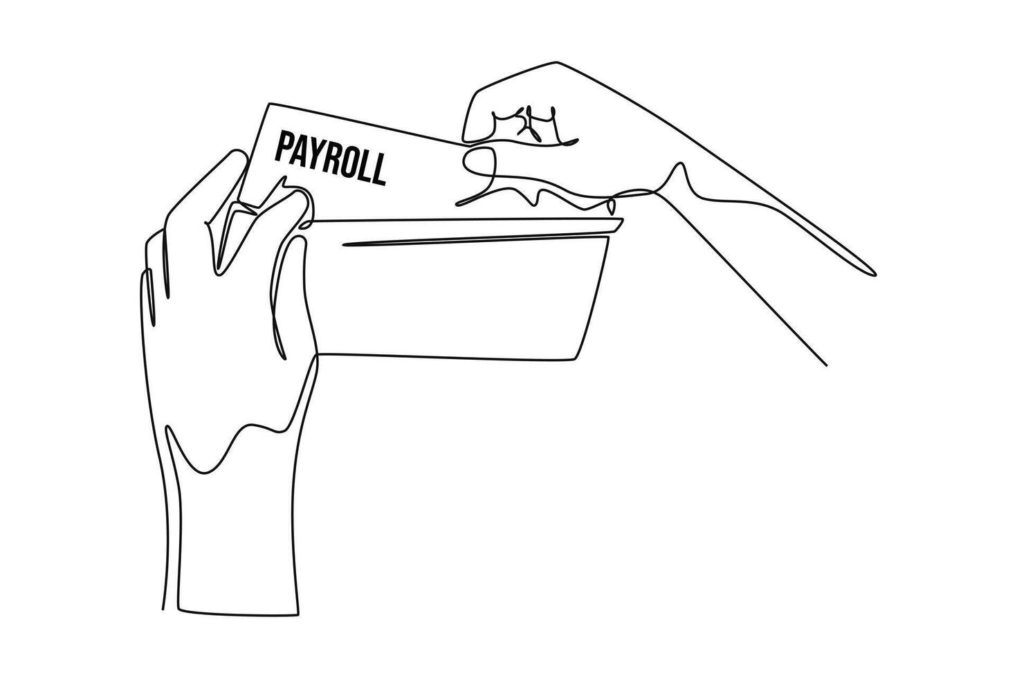1 contínuo linha desenhando do salário folha de pagamento sistema ou empregado salários conceito. rabisco ilustração dentro simples linear estilo vetor