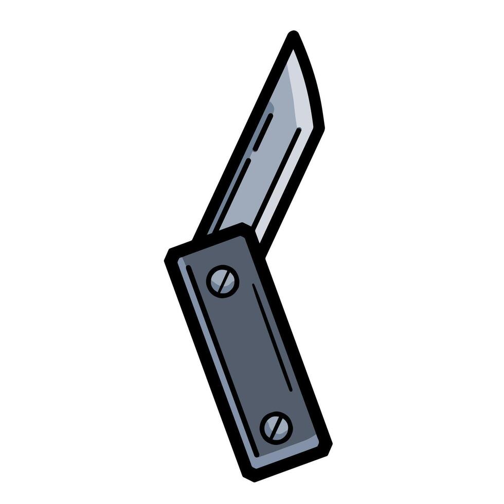canivete para acampamento ou exército. compactar bolso faca. plano inoxidável lâmina equipamento isolado em branco vetor