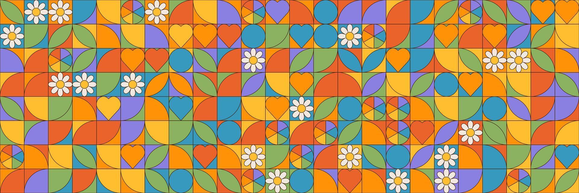 geometria colorida vintage bauhaus fundo com simples geométrico formas e figuras. abstrato minimalista padronizar Projeto dentro para orgulho mês celebração. vetor