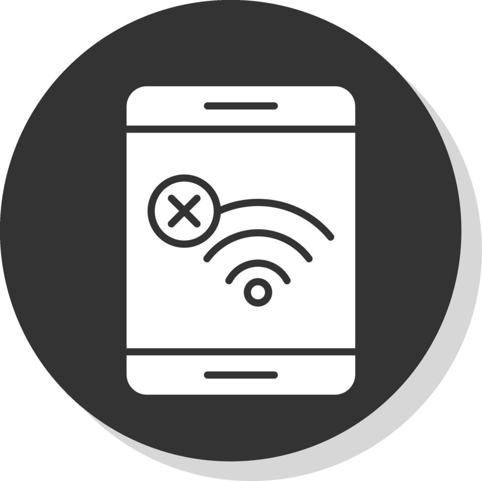 não Wi-fi glifo sombra círculo ícone Projeto vetor