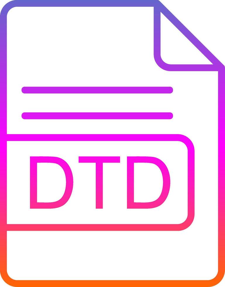 dtd Arquivo formato linha gradiente ícone Projeto vetor