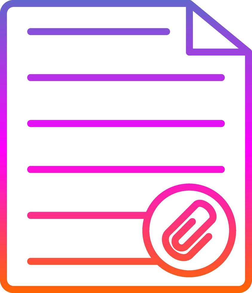 clipe de papel linha gradiente ícone Projeto vetor