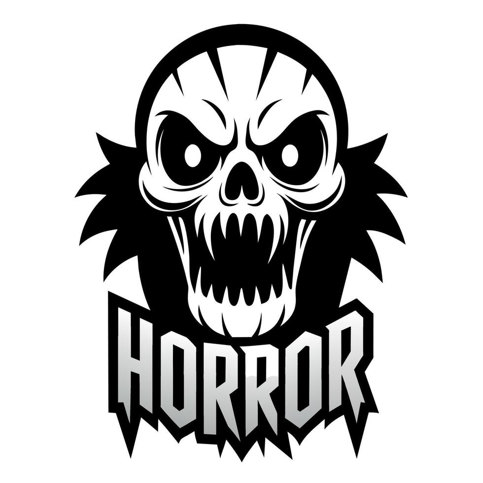 Horror logotipo ilustração plano estilo vetor