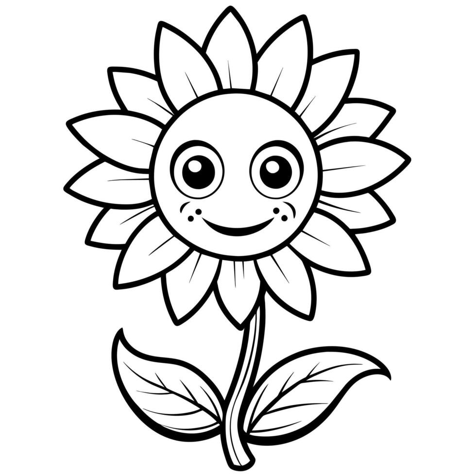 Sol flor coloração livro ilustração vetor