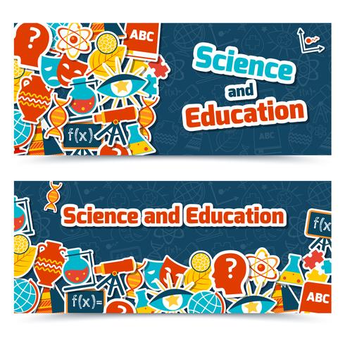Banners de ciência da educação vetor