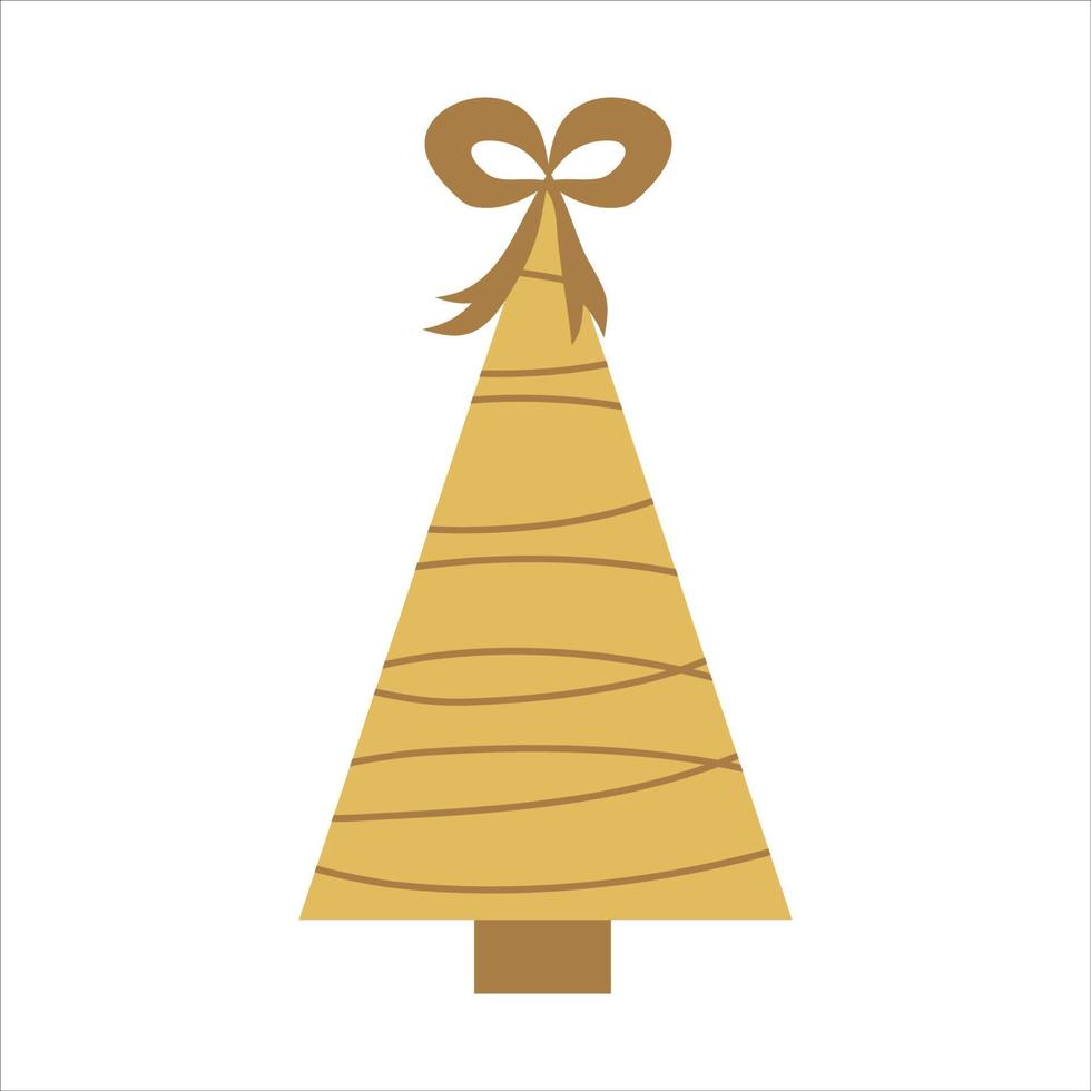 árvore de Natal dourada com arco em estilo minimalista escandinavo, isolado na árvore de background.christmas branco para decoração e enfeites. vetor