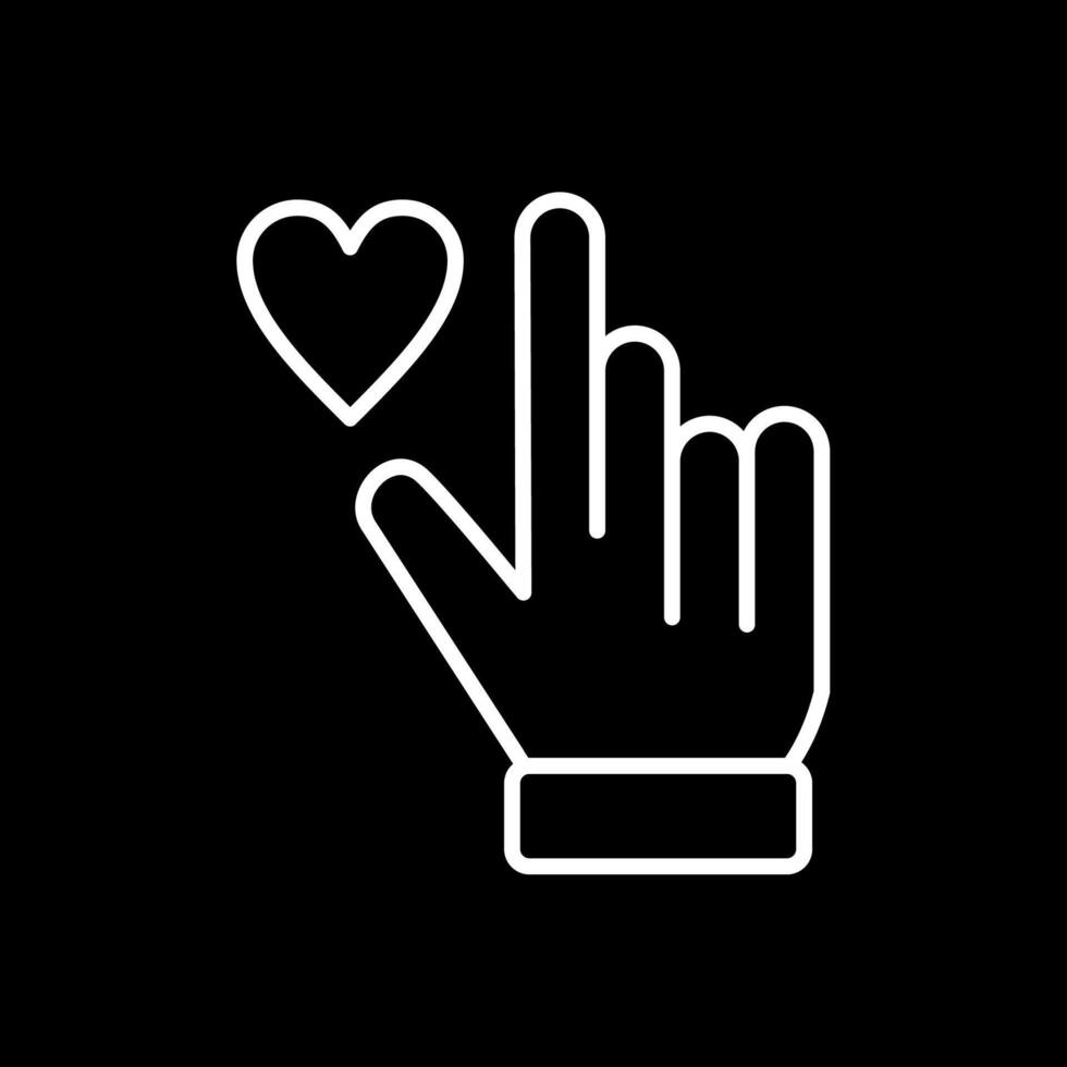 mão coração linha invertido ícone Projeto vetor