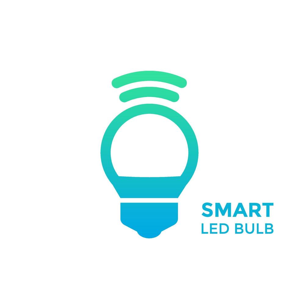 ícone de vetor de lâmpada led inteligente em branco