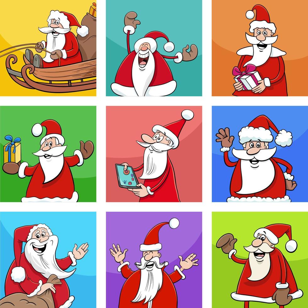 conjunto de personagens de natal do papai noel dos desenhos animados vetor