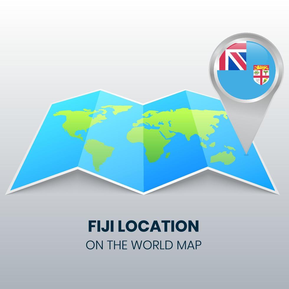 ícone de localização de Fiji no mapa mundial, ícone de alfinete redondo de Fiji vetor